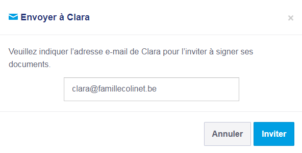 Indiquez l'e-mail de la personne concernée puis cliquez sur inviter.