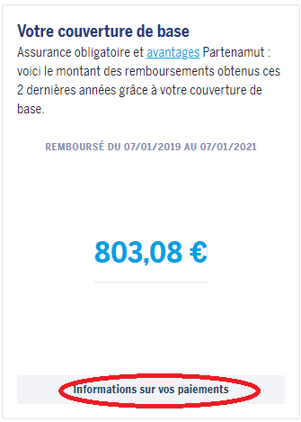 Capture d'écran de l'encadré Votre couverture de base. Le bouton est entouré.