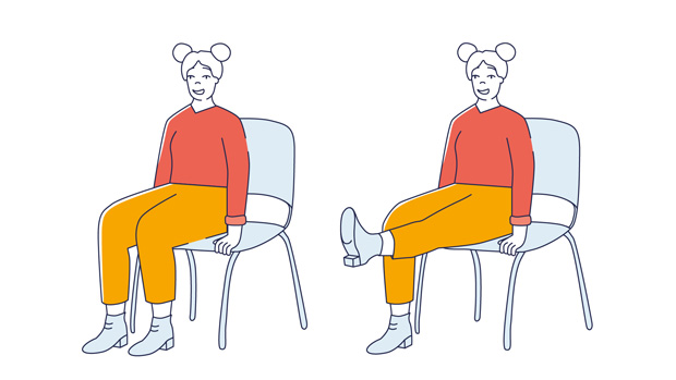 Illustration d’une personne pratiquant l’exercice décrit ci-dessus.