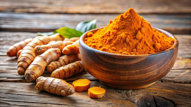 Racine et poudre de curcuma - généré à l’aide de l’IA
